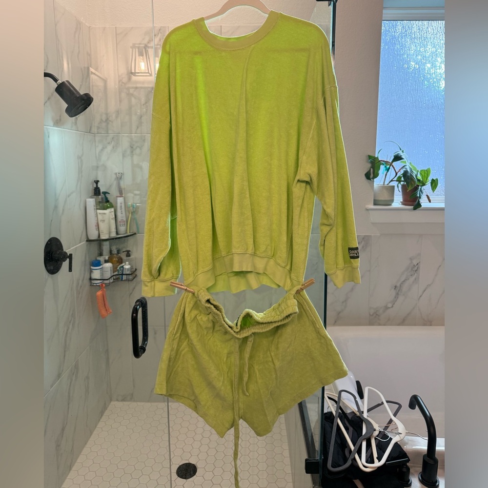 Daily Drills Lime Green Sweatshirt & Shorts Set